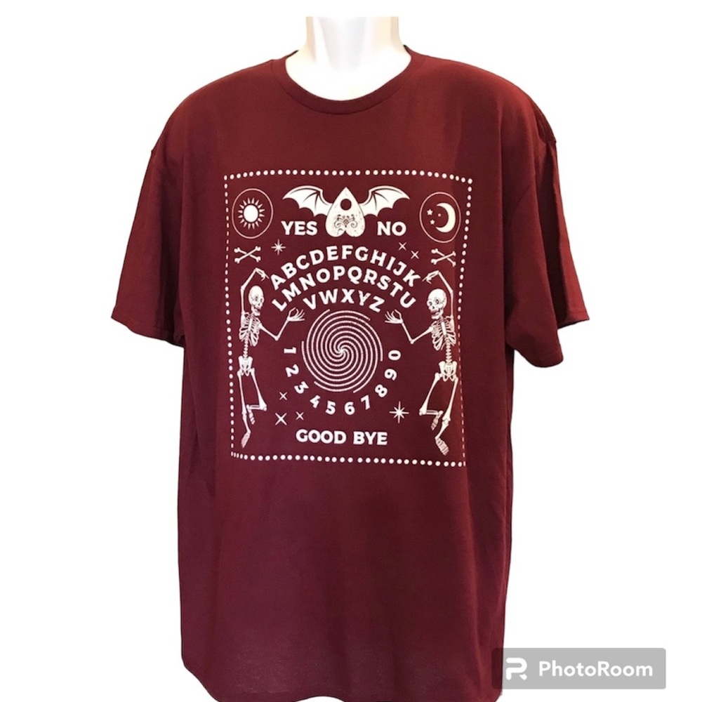 Ouija board short sleeve maroon T-shirt. UNISEX NWOT. Size XL - Picture 1 of 5
